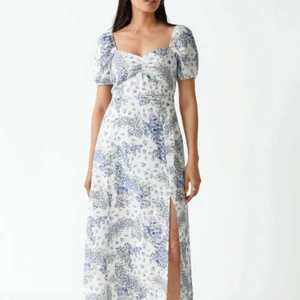 & Other Stories Puff Sleeve Floral Midi Dress - 6
